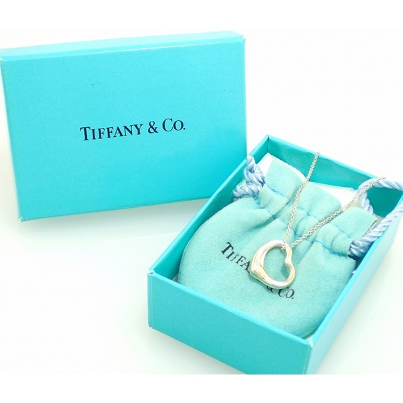 Tiffany Elsa Peretti Open Heart Silver Pendant Necklace